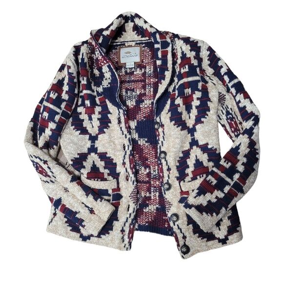 bob Timberlake Sweaters - Bob Timberlake Southwestern Motif Wool Blend Fitted Thick Knit Cardigan S